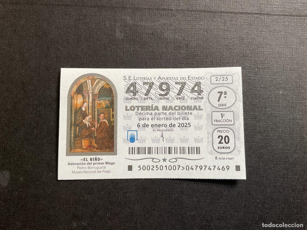 National Spanish Lottery: DECIMO LOTERIA SABADO N&ordm; 47974 SORTEO 02 A&Ntilde;O 2025. NUMERO CAPICUA