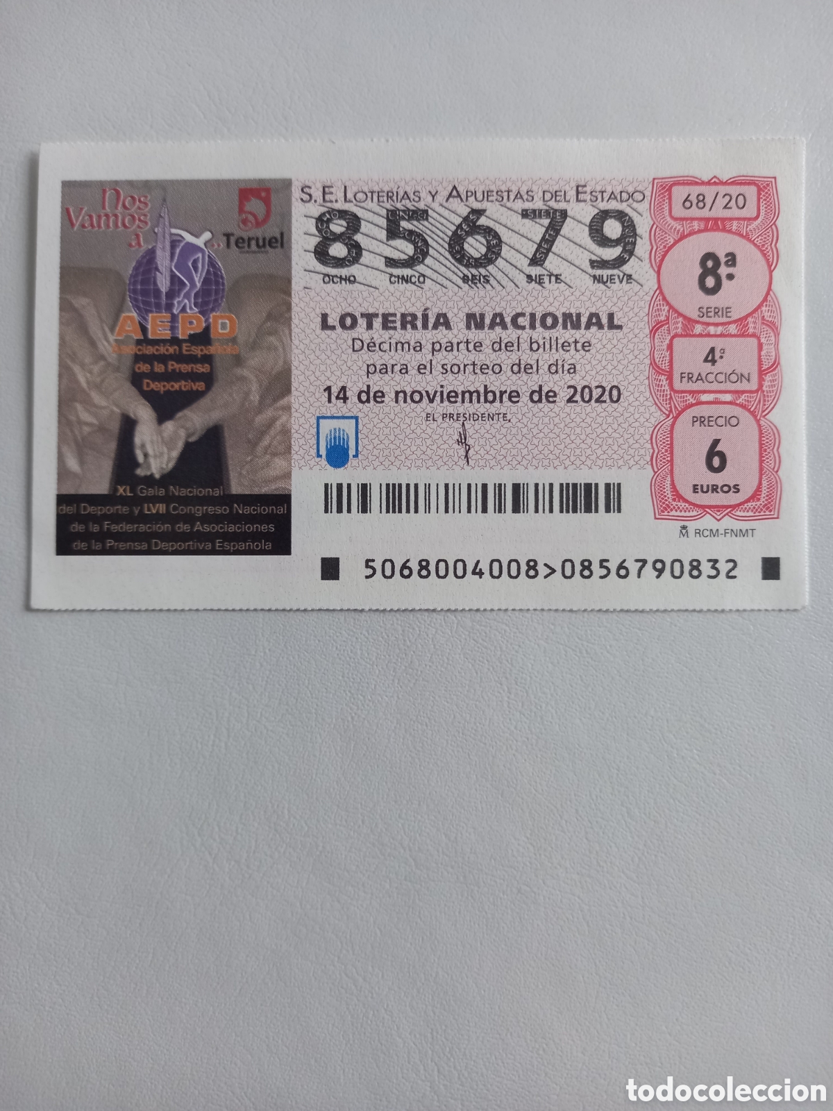 National Spanish Lottery: LOTER&Iacute;A 14 NOVIEMBRE 2020 - AEPD, ASOCIACI&Oacute;N ESPA&Ntilde;OLA DE LA PRENSA DEPORTIVA