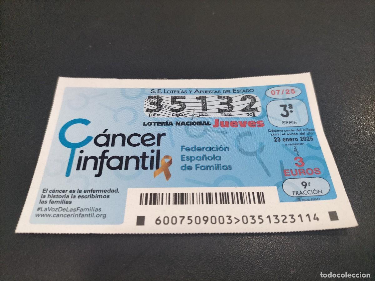 Nationale spanische Lotterie: 1 D&Eacute;CIMO LOTERIA JUEVES 23 ENERO 2025 - 7/25 - FEDERACI&Oacute;N ESPA&Ntilde;OLA FAMILIAS CANCER INFANTIL
