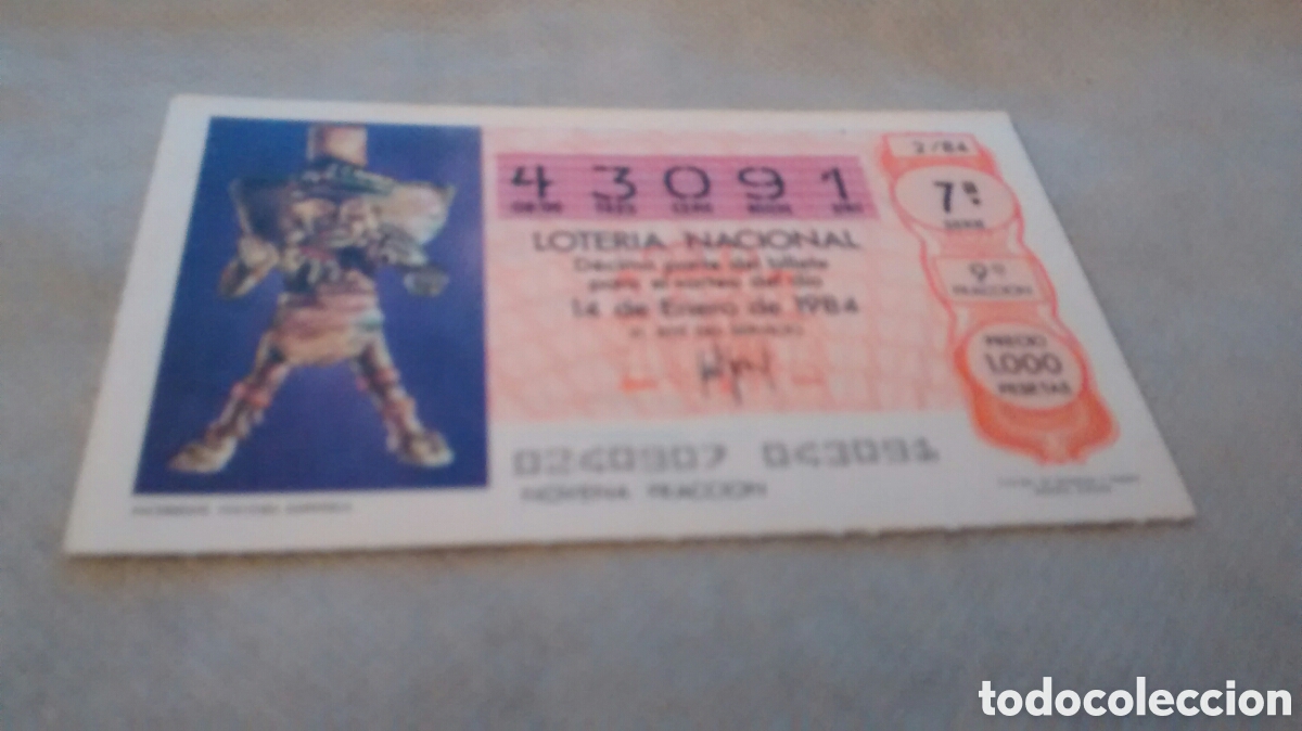 National Spanish Lottery: DECIMO DE LA LOTERIA NACIONAL.SORTEO 14 ENERO 1984 2/84 SACERDOTE CULTURA ZAPOTECA