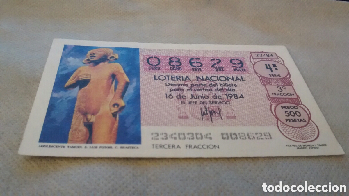 Nationale spanische Lotterie: DECIMO DE LA LOTERIA NACIONAL.SORTEO 16 JUNIO 1984 23/84 ADOLESCENTE TAMUIN