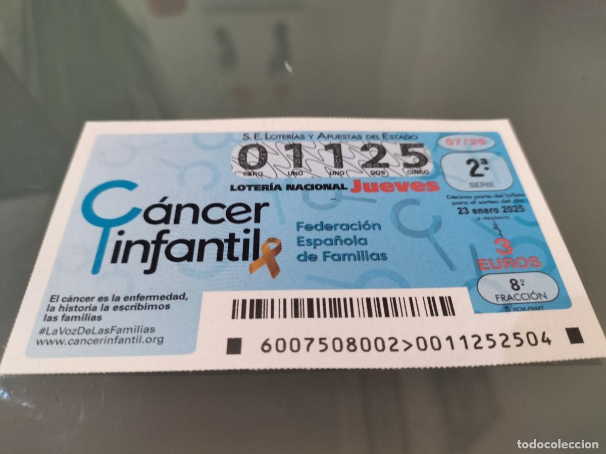 Loterie Nationale: 1 D&Eacute;CIMO LOTERIA JUEVES 23 ENERO 2025 - 7/25 - FEDERACI&Oacute;N ESPA&Ntilde;OLA FAMILIAS CANCER INFANTIL