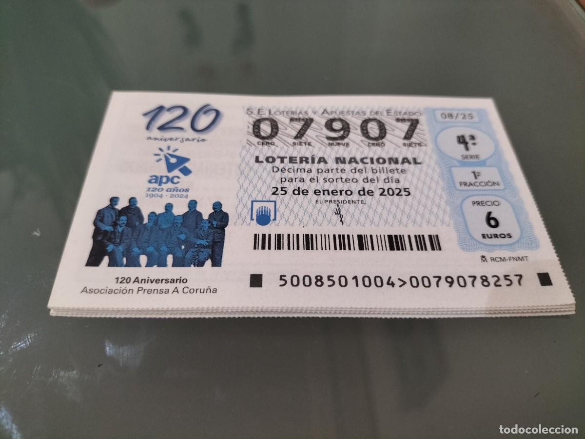Loterie Nationale: 1 D&Eacute;CIMO LOTERIA SABADO 25 ENERO 2025 - 8/25 - ASOCIACION PRENSA PERIODISTAS A CORU&Ntilde;A - 120 ANIV