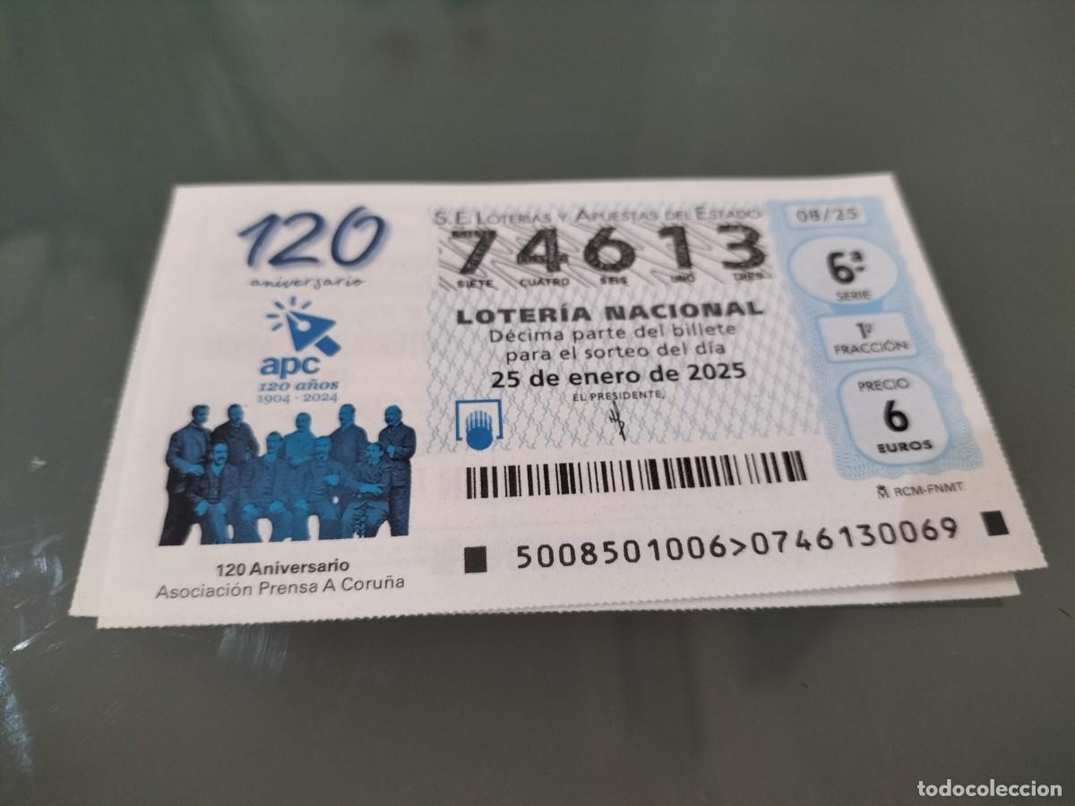 Loterie Nationale: 1 D&Eacute;CIMO LOTERIA SABADO 25 ENERO 2025 - 8/25 - ASOCIACION PRENSA PERIODISTAS A CORU&Ntilde;A - 120 ANIV