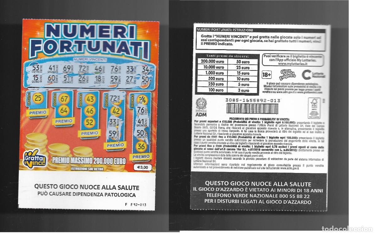 National Spanish Lottery: Gratta e Vinci - Numeri Fortunati - Lotto 3085