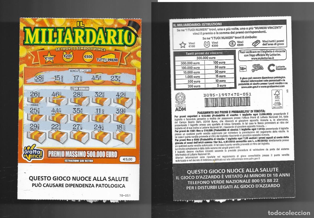 National Spanish Lottery: Gratta e Vinci - il Miliardario - Lotto 3095
