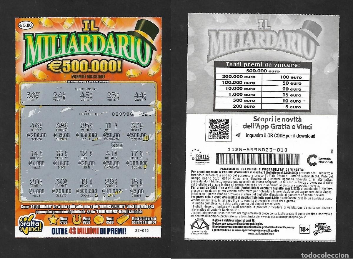 National Spanish Lottery: Gratta e Vinci - il Miliardario - Lotto 1125