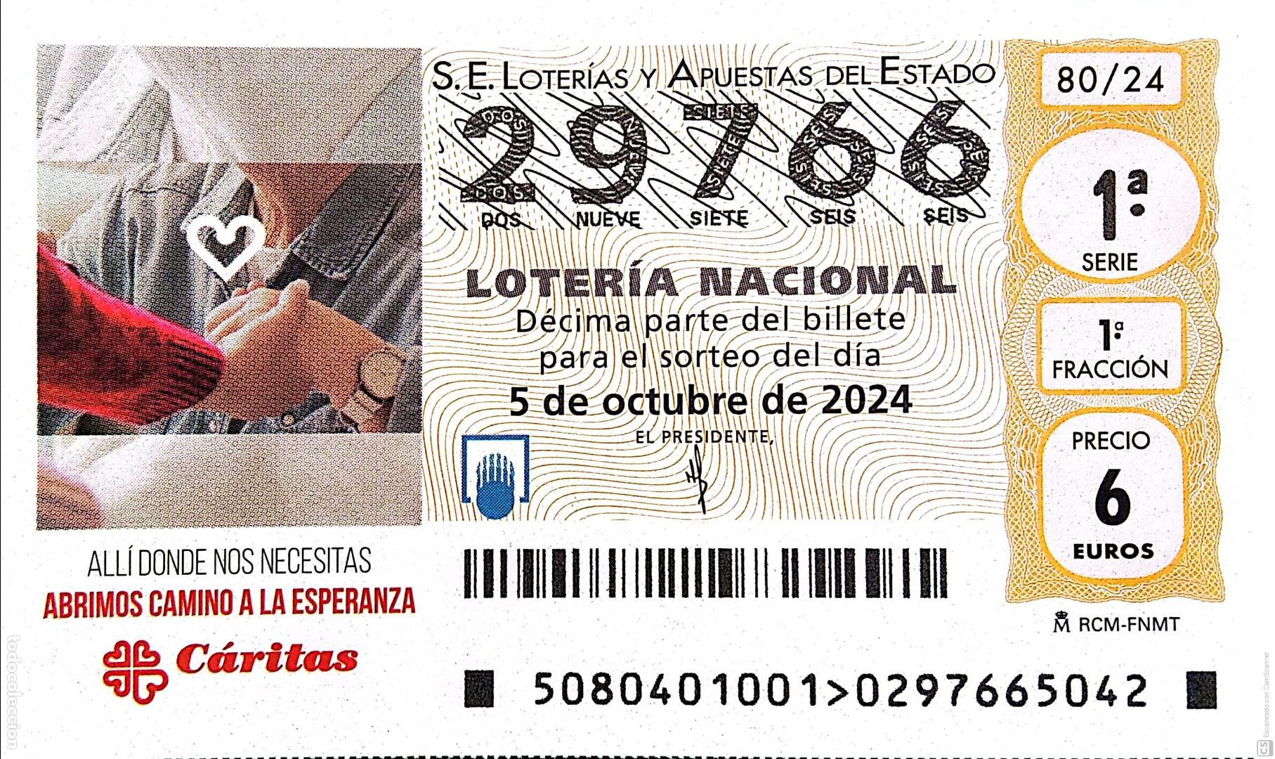 National Spanish Lottery: Espa&ntilde;a. Loter&iacute;a. 2024. Sorteo: 78 D&iacute;a Mundial del Coraz&oacute;n. Fecha: 28 septiembre