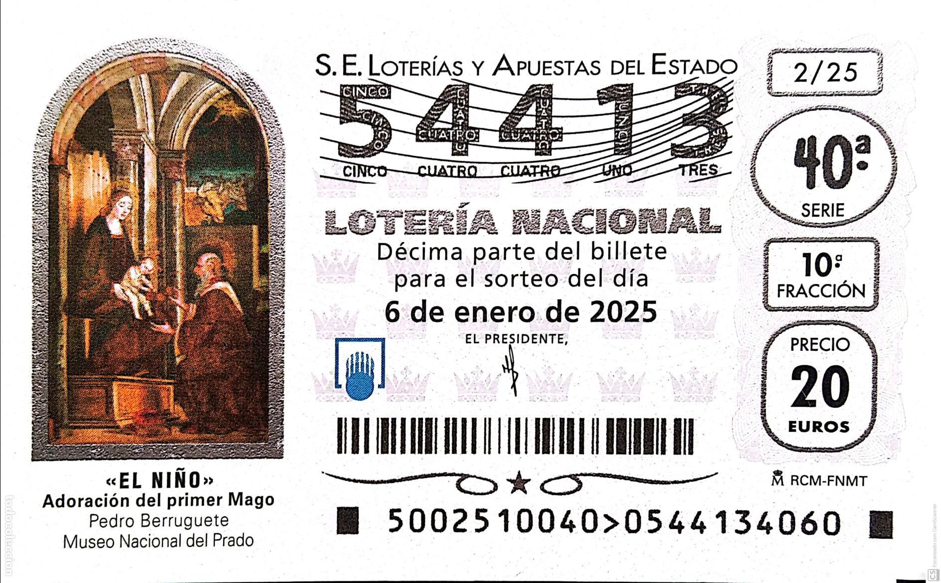 National Spanish Lottery: Espa&ntilde;a. Loter&iacute;a. 2024. Sorteo: 102 Navidad: La Natividad de Francisco y Rodrigo de Osona. Fecha: 22