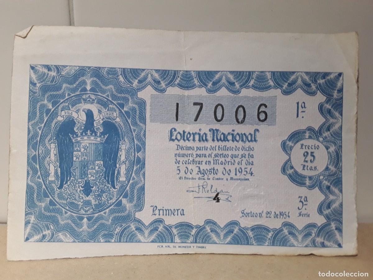 Lotteria Nationale Spagnola: LOTERIA NACIONAL - SORTEO - 5/08/1954 - SERIE 3&ordf; FRACCI&Oacute;N 1&ordf;