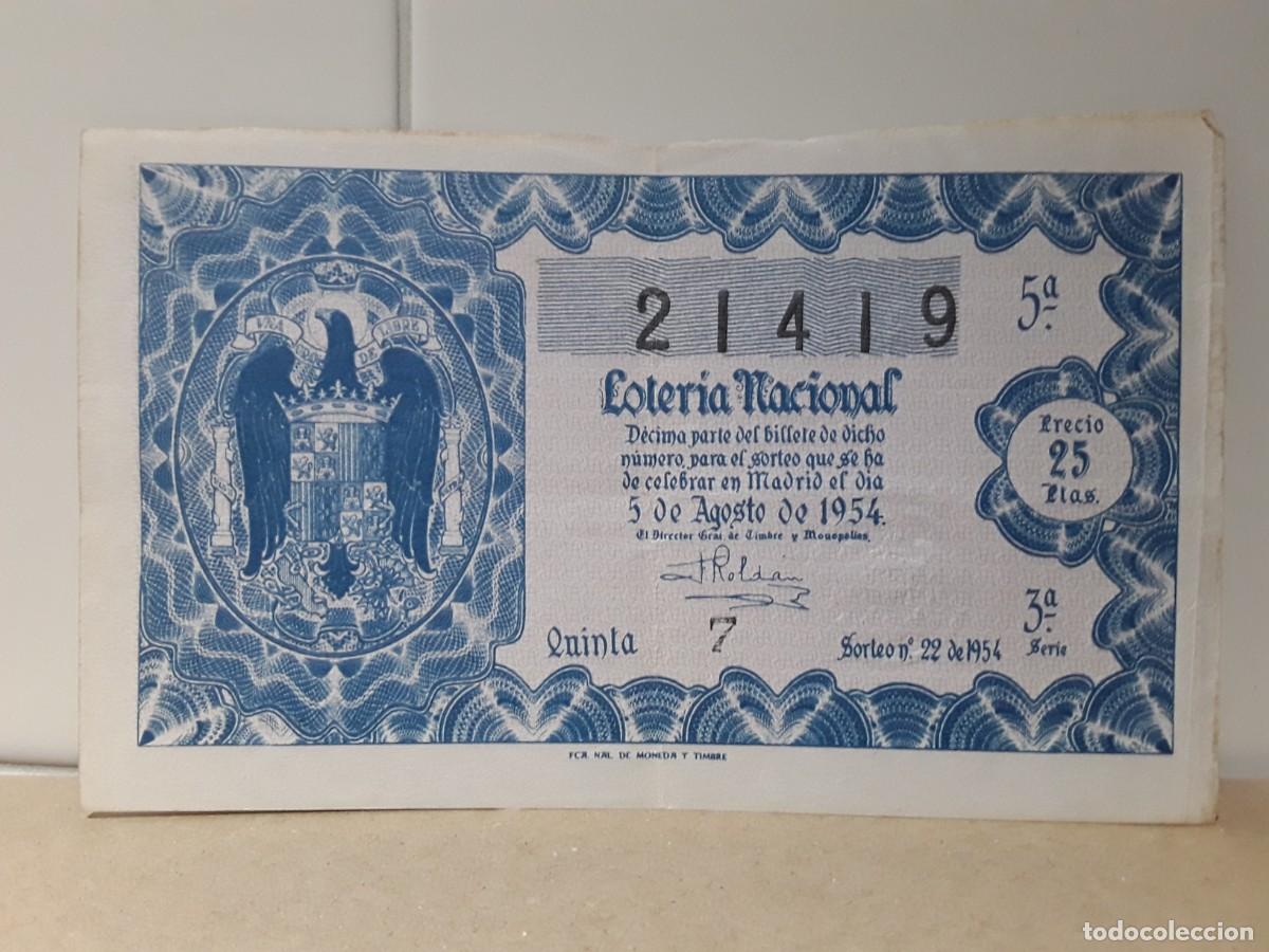 Loter&iacute;a Nacional: LOTERIA NACIONAL - SORTEO - 5/08/1954 - SERIE 3&ordf; FRACCI&Oacute;N 5&ordf;