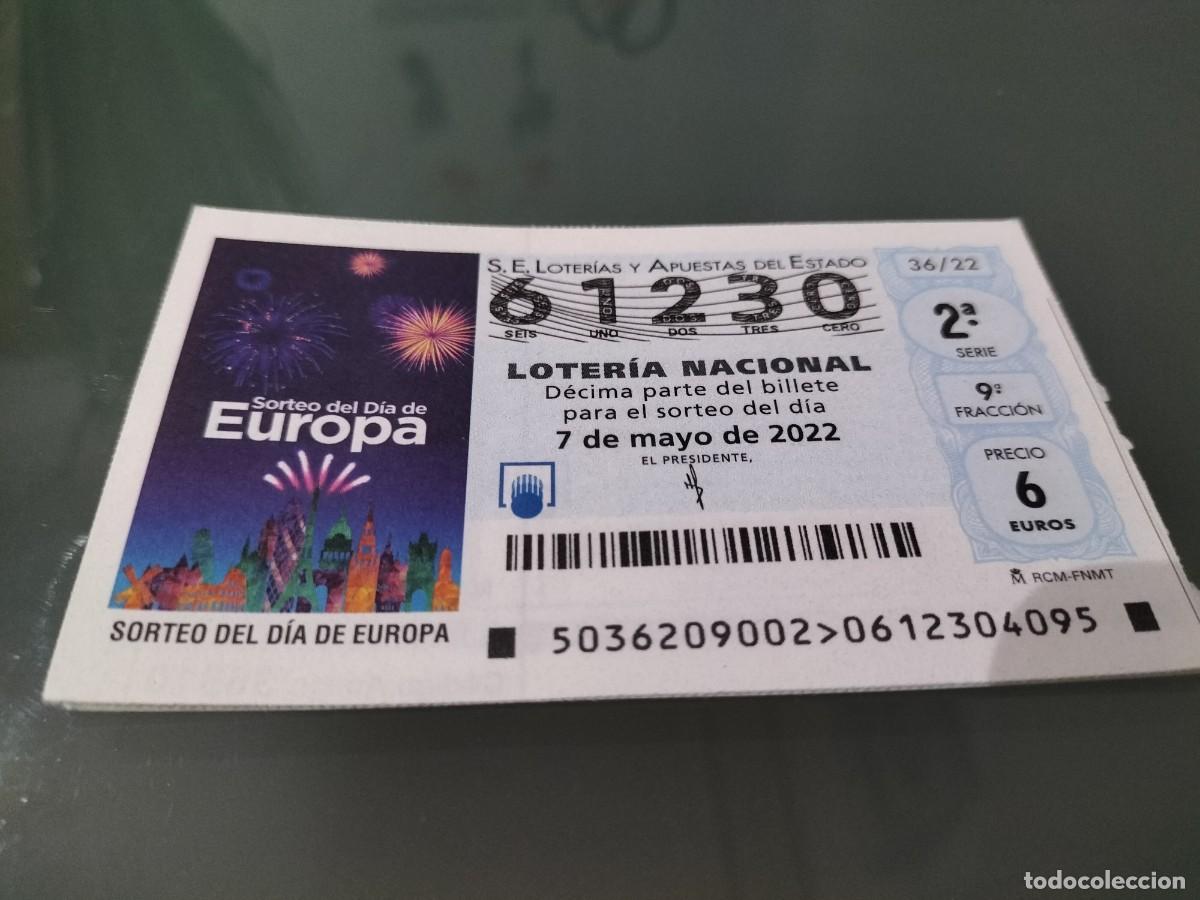 Loterie Nationale: 1 DECIMO LOTERIA SABADO 7 MAYO 2022 - 36/22 - SORTEO DEL DIA DE EUROPA