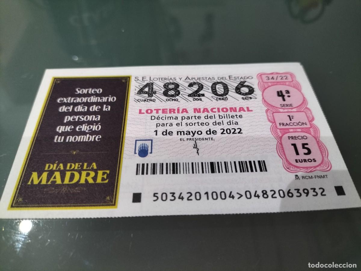 Loterie Nationale: 1 DECIMO LOTERIA SABADO 1 MAYO 2022 - 34/22 - DIA DE LA MADRE - COLOR AZUL OSCURO