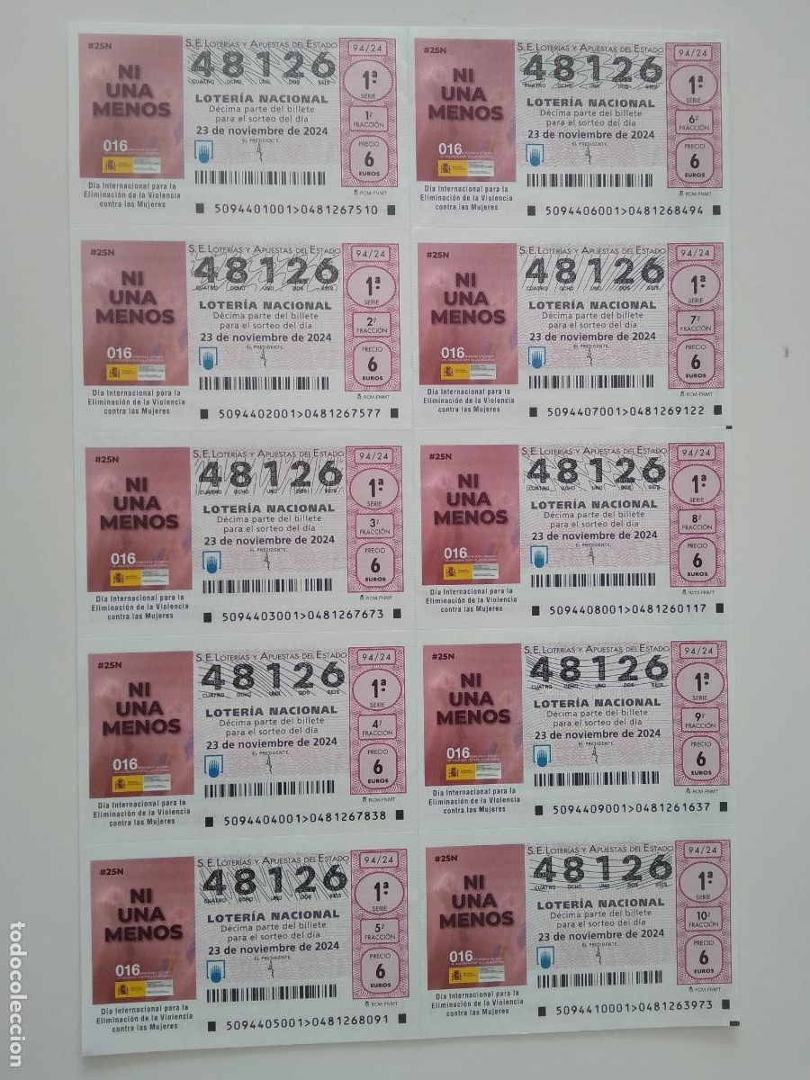 Nationale spanische Lotterie: BILLETE COMPLETO DE LOTERIA NACIONAL A&Ntilde;O 2024 SORTEO N&ordm; 94