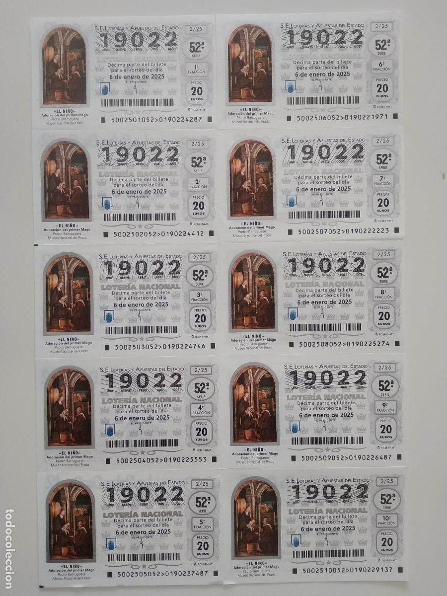 Nationale spanische Lotterie: BILLETE COMPLETO DE LOTERIA NACIONAL A&Ntilde;O 2025 SORTEO N&ordm; 2 EL NI&Ntilde;O