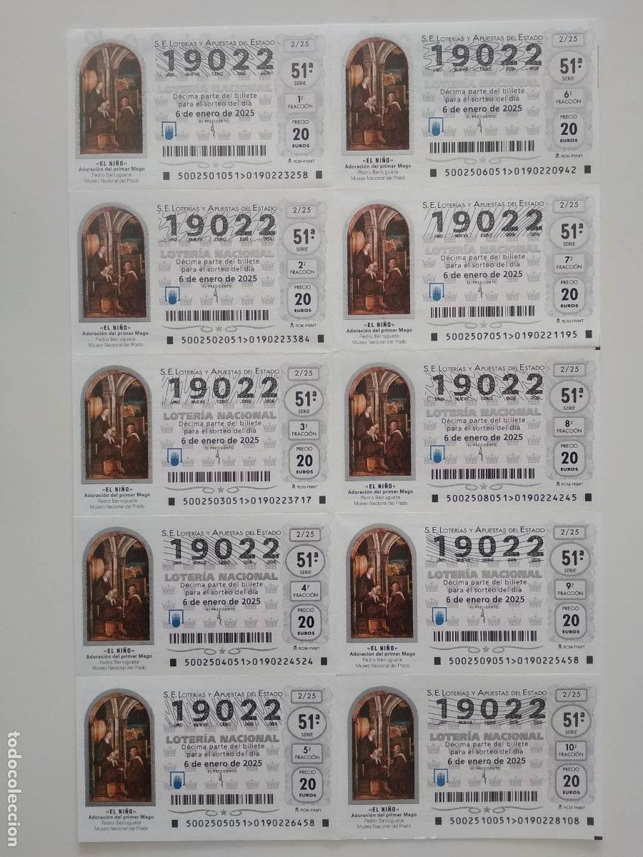 Nationale spanische Lotterie: BILLETE COMPLETO DE LOTERIA NACIONAL A&Ntilde;O 2025 SORTEO N&ordm; 2 EL NI&Ntilde;O