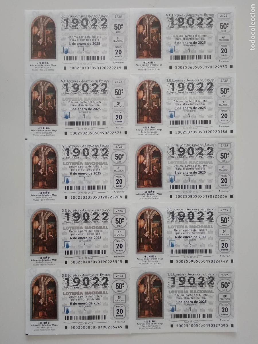 Nationale spanische Lotterie: BILLETE COMPLETO DE LOTERIA NACIONAL A&Ntilde;O 2025 SORTEO N&ordm; 2 EL NI&Ntilde;O