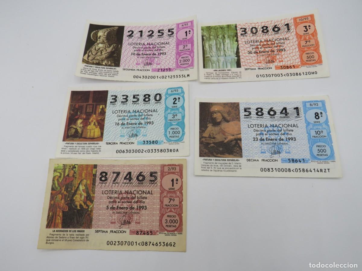 Loter&iacute;a Nacional: CUP&Oacute;N LOTERIA NACIONAL. LOTE DE 5 BILLETES DE LOTERIA NACIONAL ENERO 1993