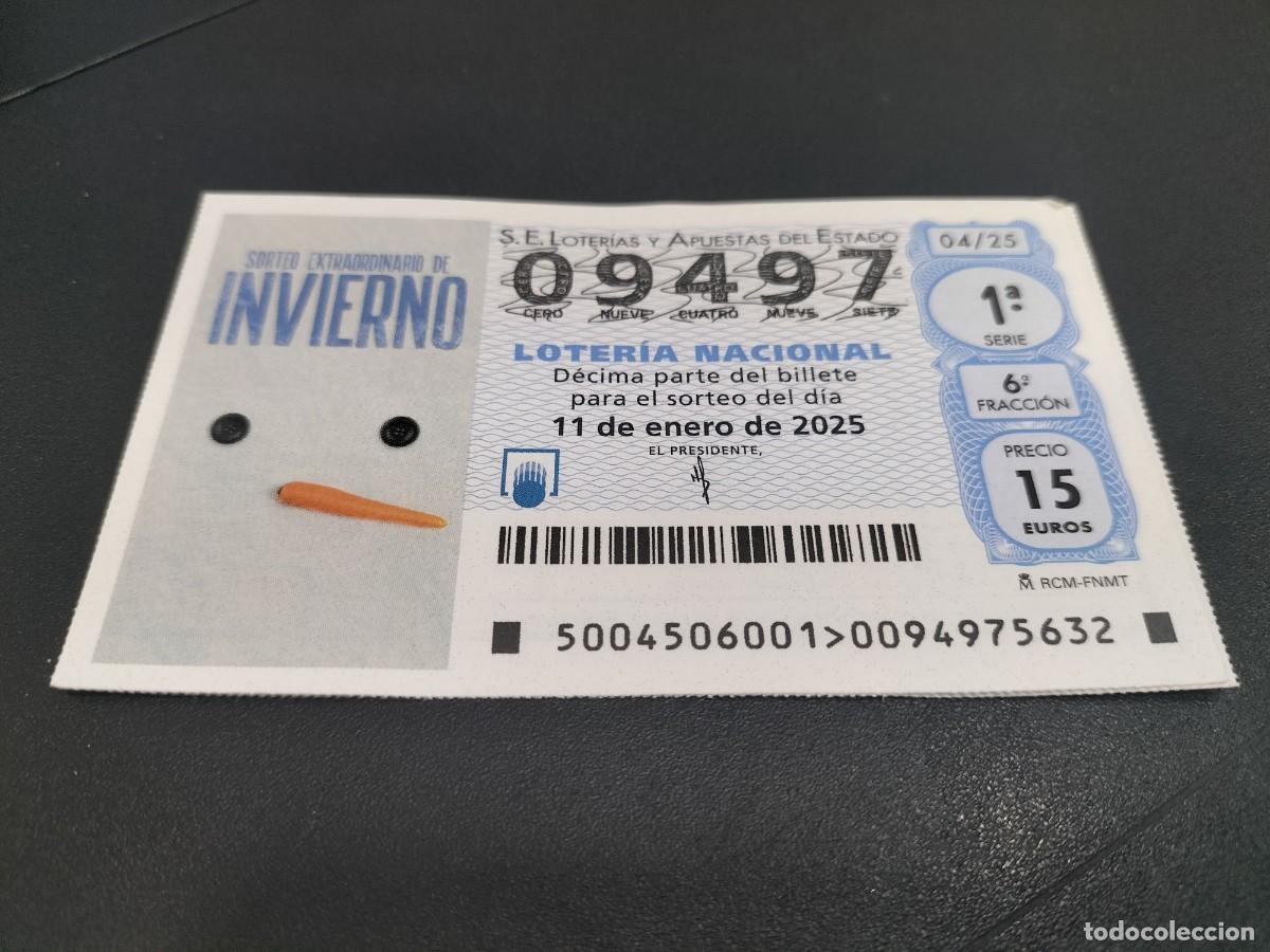 Nationale spanische Lotterie: 1 D&Eacute;CIMO LOTERIA SABADO 11 ENERO 2025 - 4/25 - SORTEO EXTRAORDINARIO INVIERNO