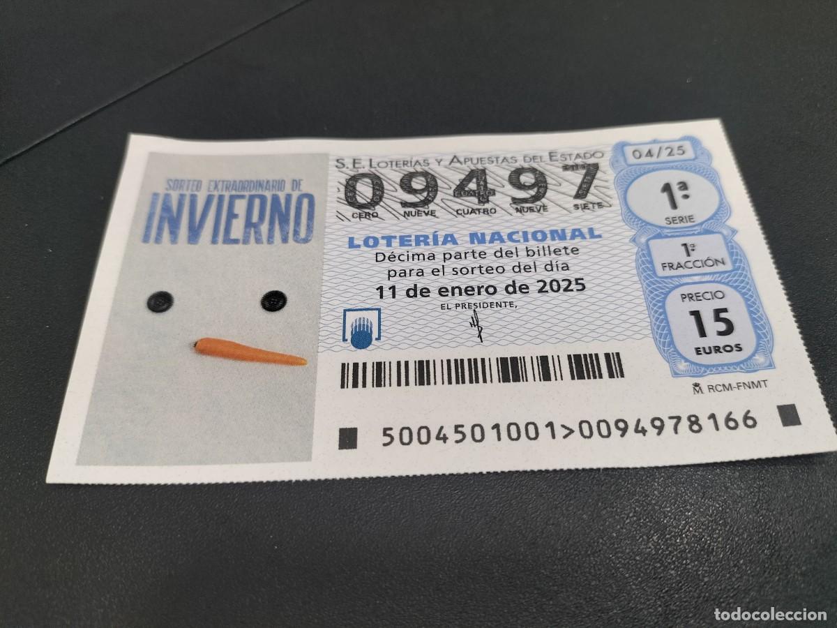 Nationale spanische Lotterie: 1 D&Eacute;CIMO LOTERIA SABADO 11 ENERO 2025 - 4/25 - SORTEO EXTRAORDINARIO INVIERNO