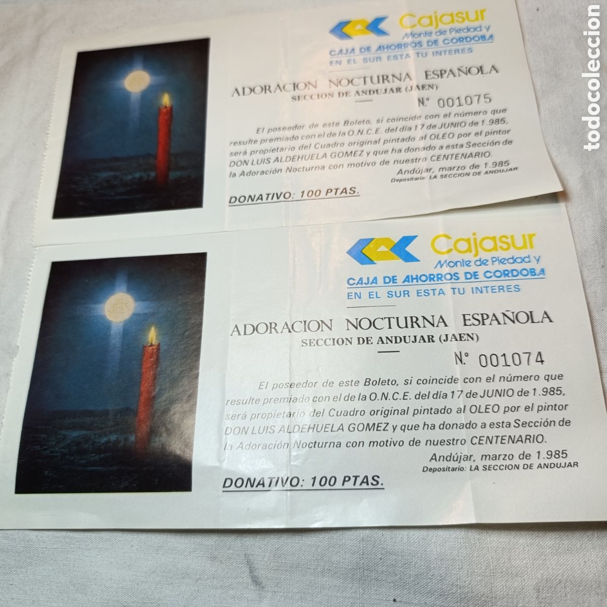 National Spanish Lottery: ANDUJAR,ADORACION NOCTURNA ESPA&Ntilde;OLA,LOTERIA,1985