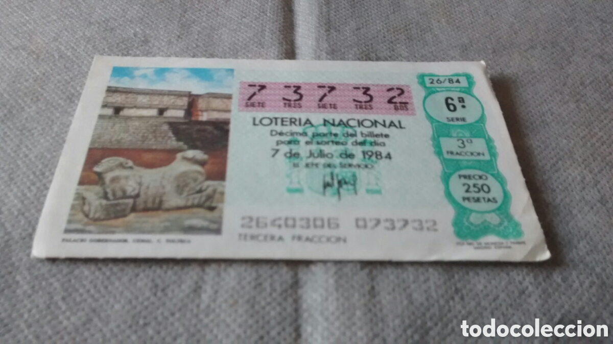 Nationale spanische Lotterie: DECIMO DE LA LOTERIA NACIONAL. SORTEO 7 JULIO 1984 26/84 PALACIO GOBERNADOR UXMAL