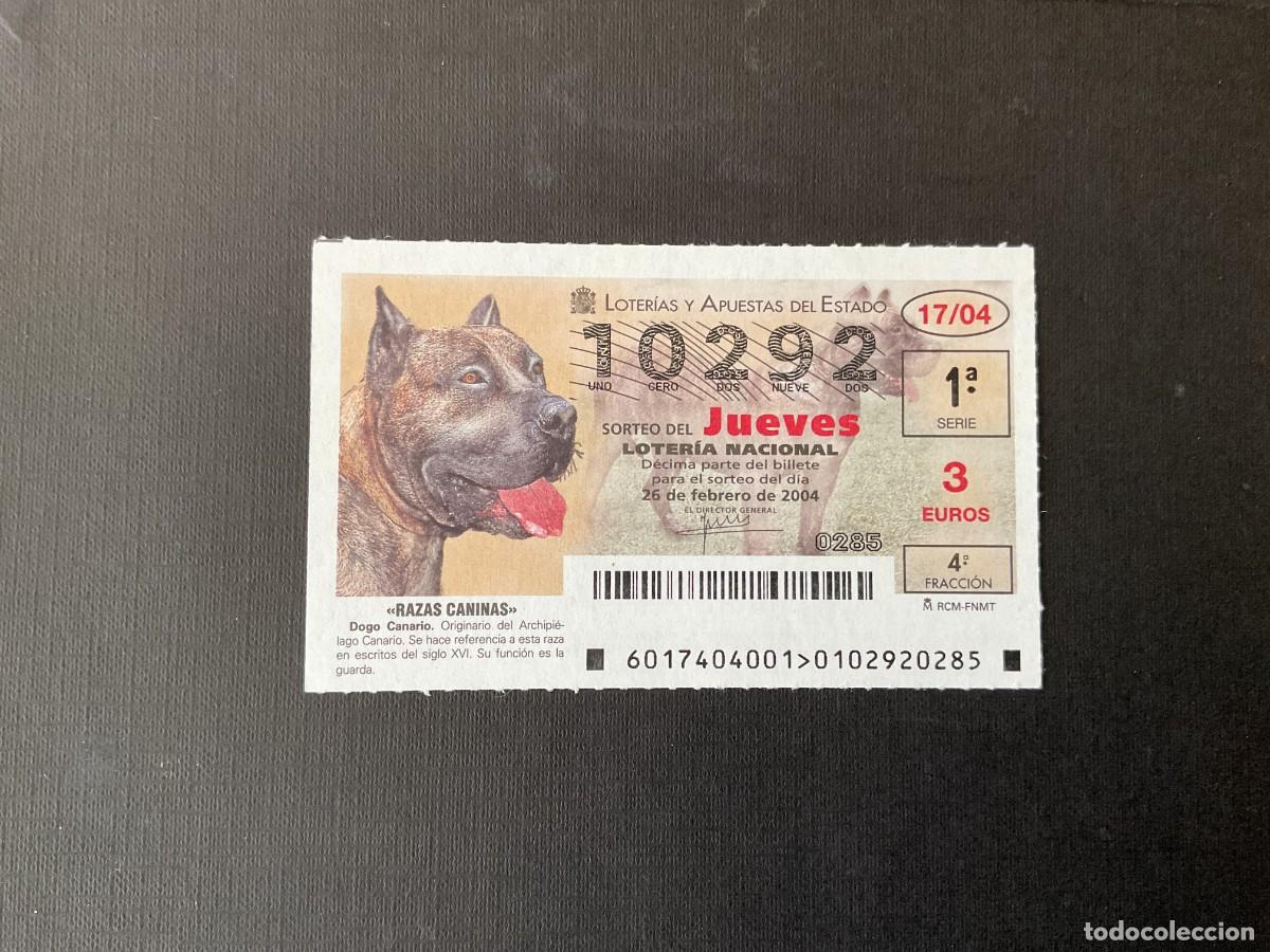 Nationale spanische Lotterie: DECIMO LOTERIA JUEVES N&ordm; 10292 SORTEO 17 A&Ntilde;O 2004