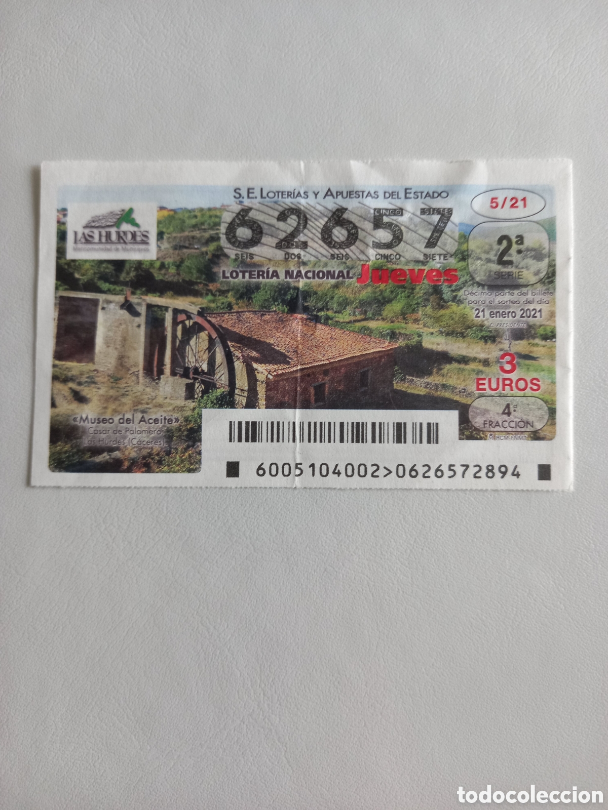 Nationale spanische Lotterie: LOTER&Iacute;A 21 ENERO 2021 - MUSEO DEL ACEITE. CASAR DE PALOMERO, LAS HURDES (C&Aacute;CERES)