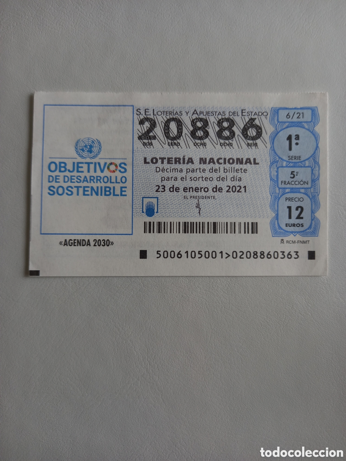 Nationale spanische Lotterie: LOTER&Iacute;A 23 ENERO 2021 - OBJETIVOS DE DESARROLLO SOSTENIBLE, AGENDA 2030