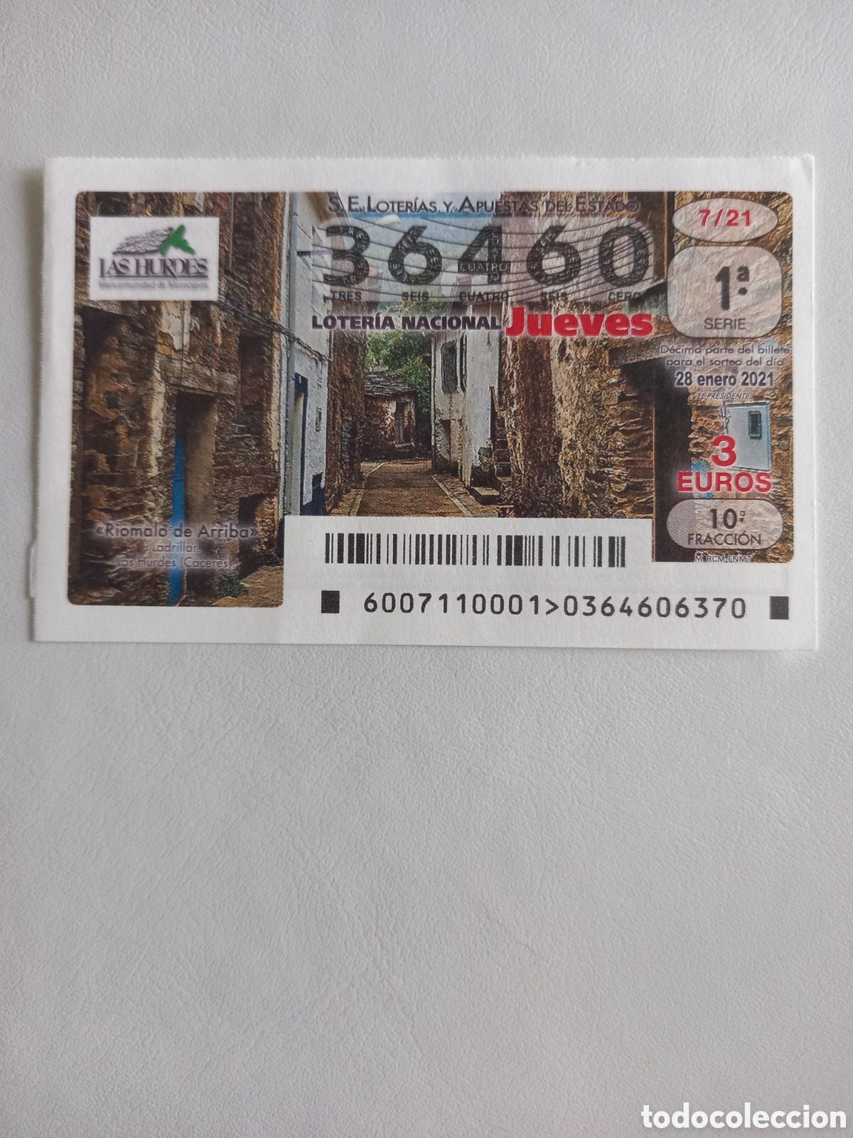 Nationale spanische Lotterie: LOTER&Iacute;A 28 ENERO 2021 - RIOMALO DE ARRIBA. LADRILLAR, LAS HURDES (C&Aacute;CERES)