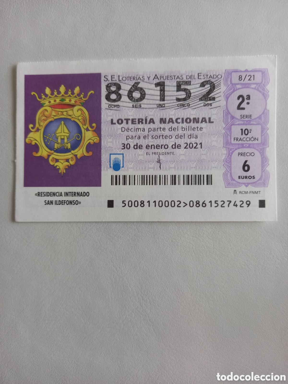 Nationale spanische Lotterie: LOTER&Iacute;A 30 ENERO 2021 - RESIDENCIA INTERNADO SAN ILDEFONSO