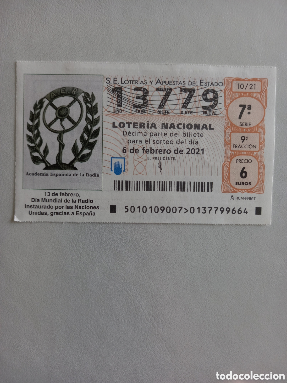 Nationale spanische Lotterie: LOTER&Iacute;A 6 FEBRERO 2021 - D&Iacute;A MUNDIAL DE LA RADIO
