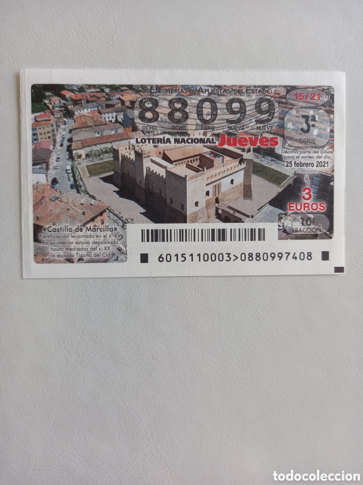 Nationale spanische Lotterie: LOTER&Iacute;A 25 FEBRERO 2021 - CASTILLO DE MARCILLA.