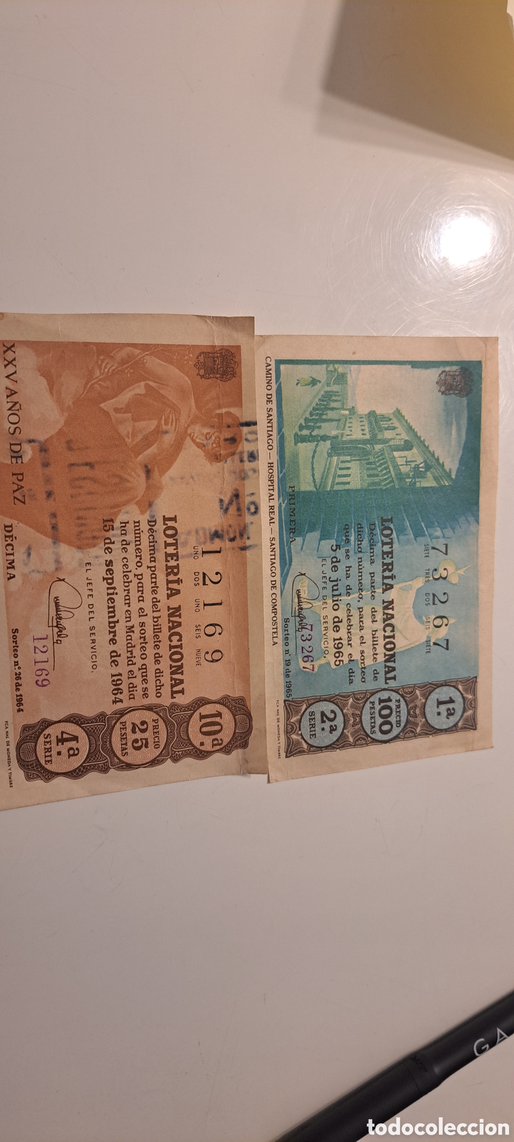 Loterie Nationale: Dos billetes Loter&iacute;a Nacional 1964 y 1965