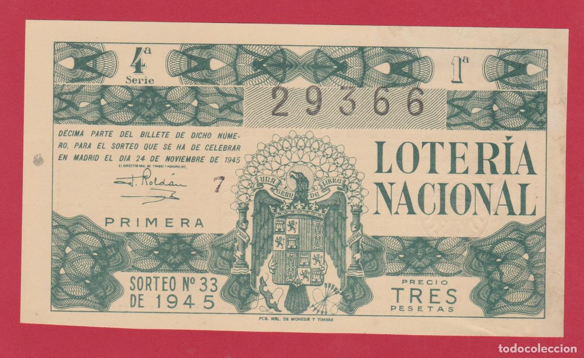 National Spanish Lottery: LOTERIA SORTEO 33 DE 1945
