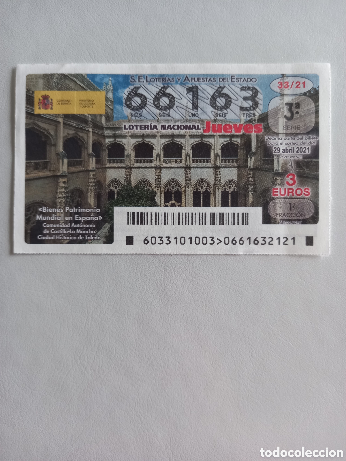 National Spanish Lottery: LOTER&Iacute;A 29 ABRIL 2021 - PATRIMONIO MUNDIAL: CIUDAD HIST&Oacute;RICA DE TOLEDO