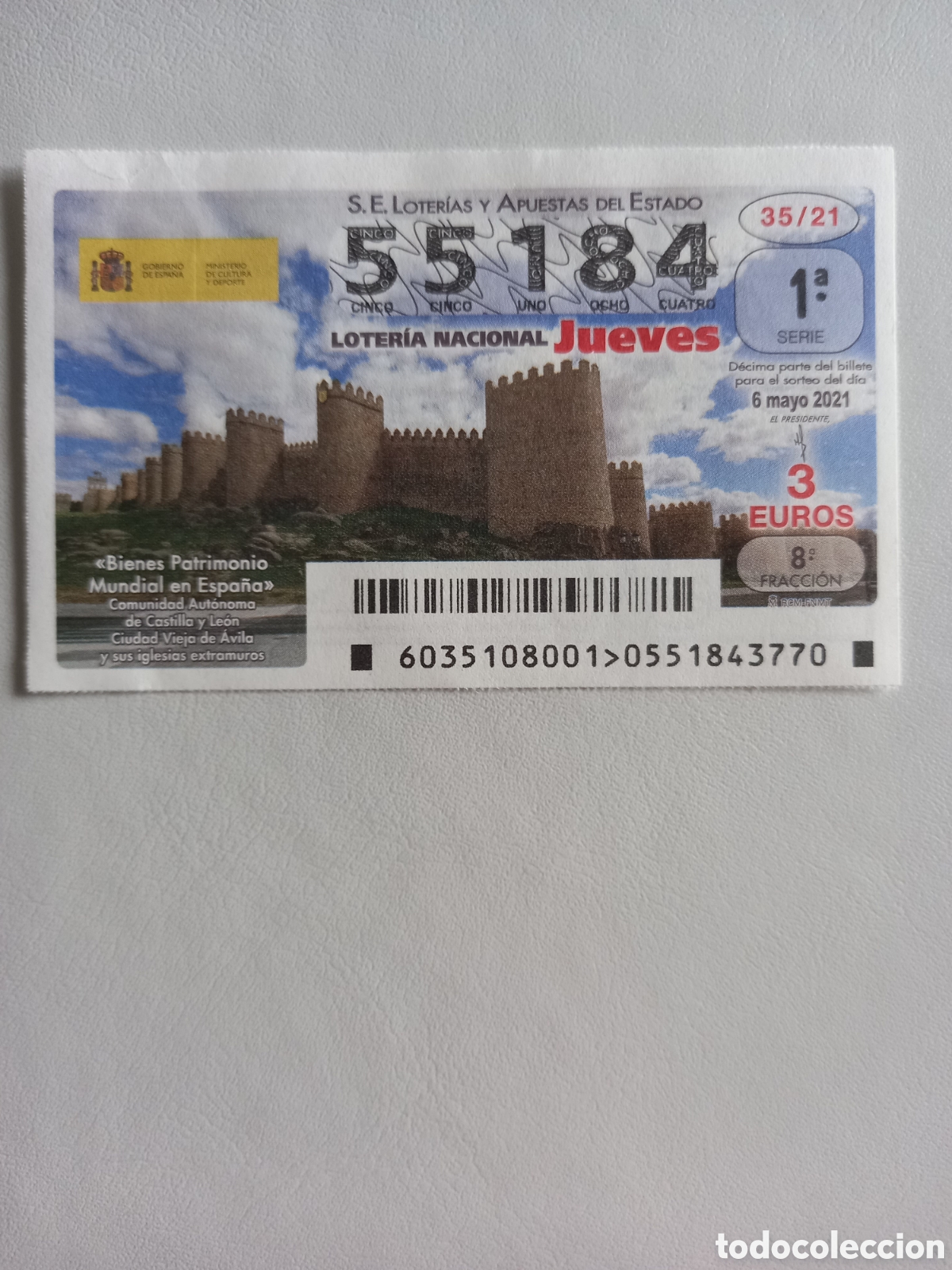 National Spanish Lottery: LOTER&Iacute;A 6 MAYO 2021 - PATRIMONIO MUNDIAL: CIUDAD VIEJA DE &Aacute;VILA Y SUS IGLESIAS EXTRAMUROS