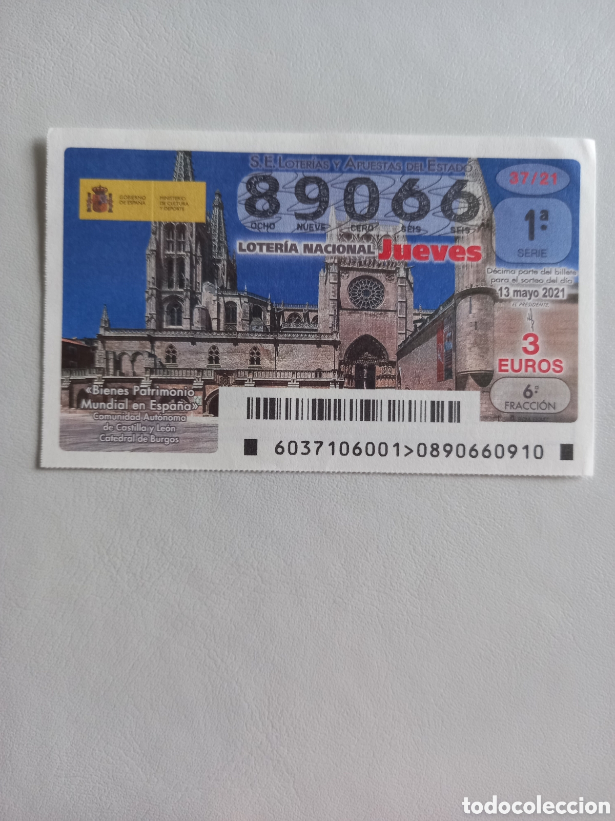 Nationale spanische Lotterie: LOTER&Iacute;A 13 MAYO 2021 - PATRIMONIO MUNDIAL: CATEDRAL DE BURGOS