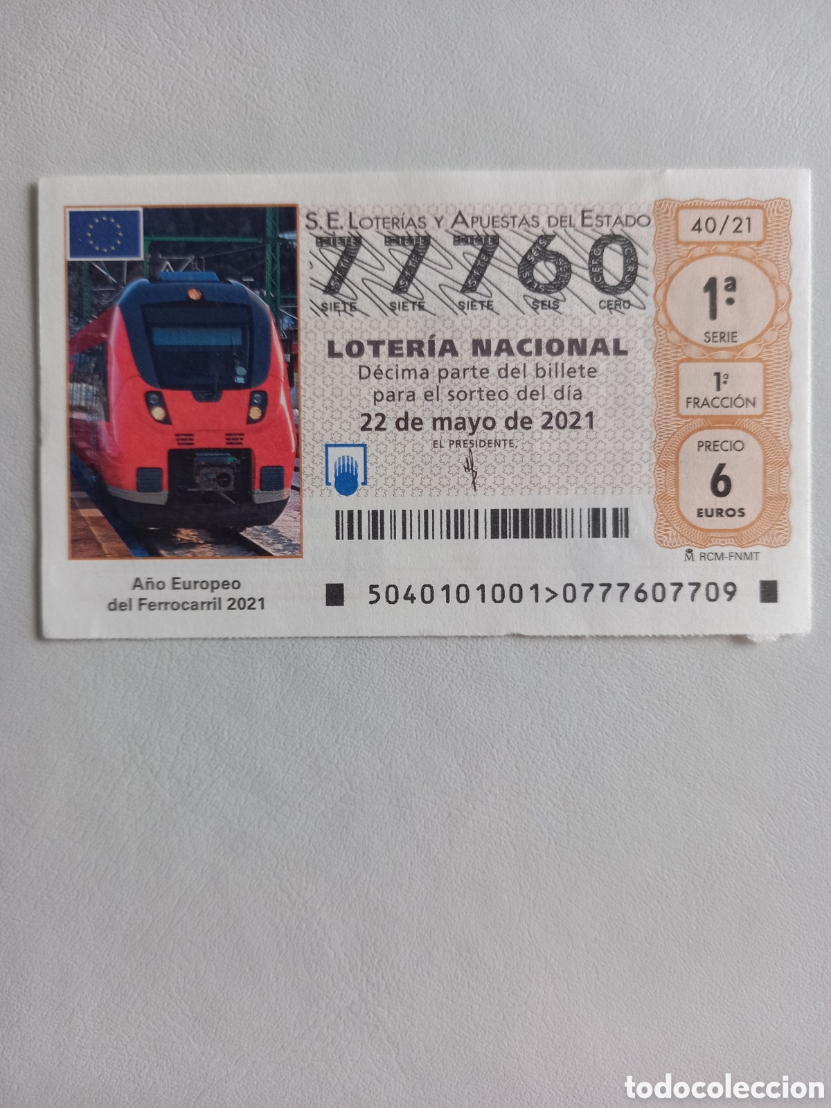 National Spanish Lottery: LOTER&Iacute;A 22 MAYO 2021 - A&Ntilde;O EUROPEO DEL FERROCARRIL