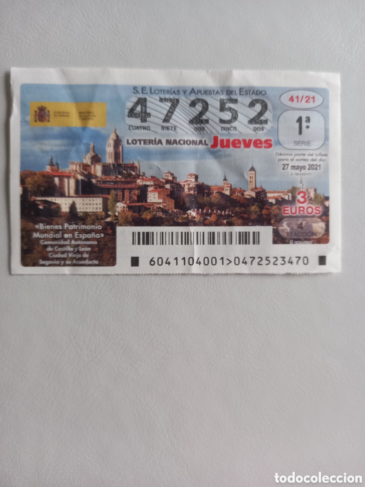 National Spanish Lottery: LOTER&Iacute;A 27 MAYO 2021 - PATRIMONIO MUNDIAL: CIUDAD VIEJA DE SEGOVIA Y SU ACUEDUCTO