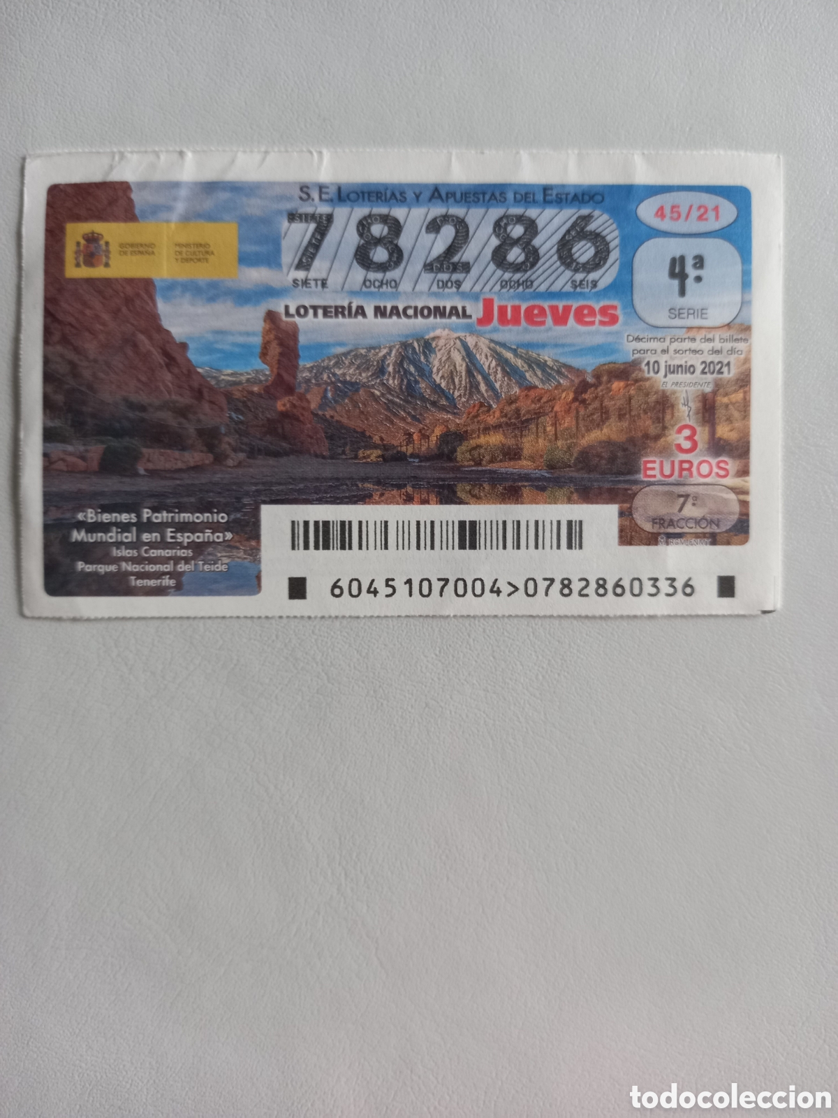 National Spanish Lottery: LOTER&Iacute;A 10 JUNIO 2021 - PATRIMONIO MUNDIAL: PARQUE NACIONAL DEL TEIDE, TENERIFE