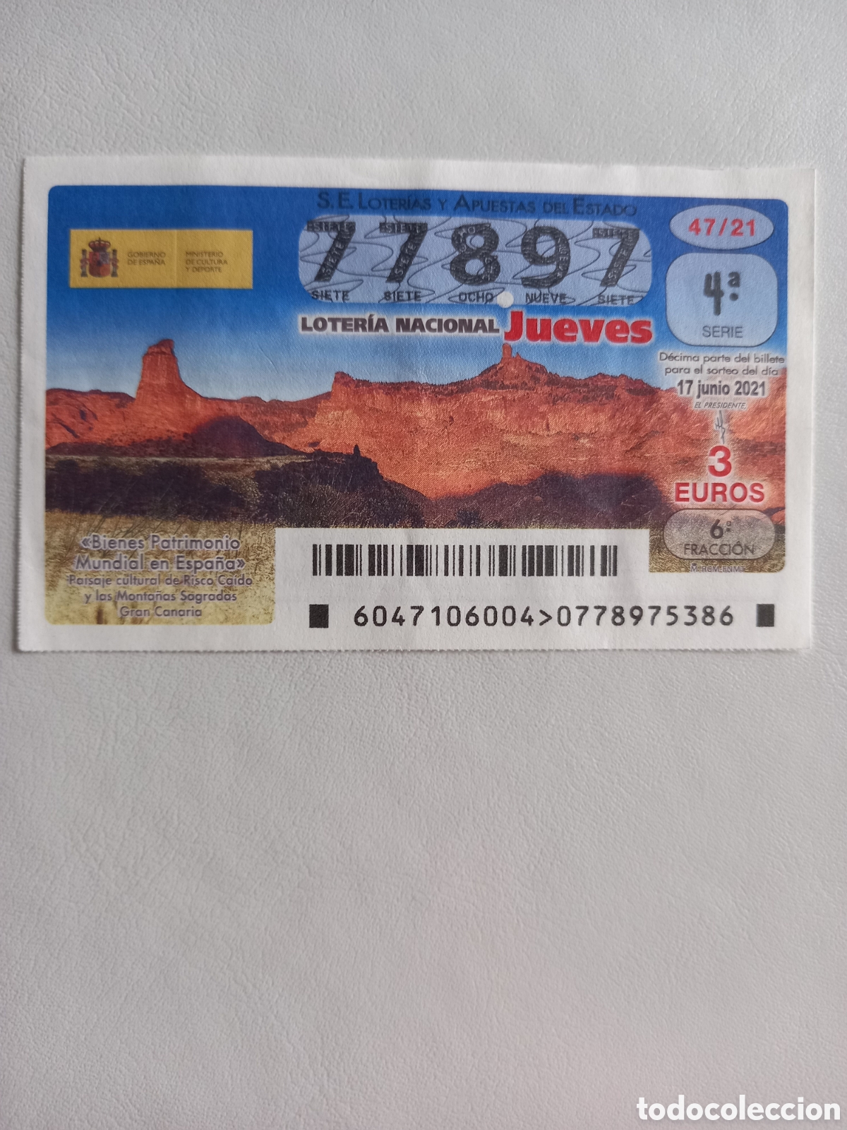 National Spanish Lottery: LOTER&Iacute;A 17 JUNIO 2021 - PATRIMONIO MUNDIAL: PAISAJE CULTURAL DE RISCO CA&Iacute;DO Y LAS MONTA&Ntilde;AS SAGRADAS