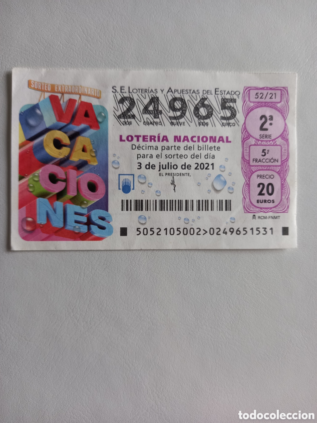 National Spanish Lottery: LOTER&Iacute;A 3 JULIO 2021 - SORTEO EXTRAORDINARIO VACACIONES
