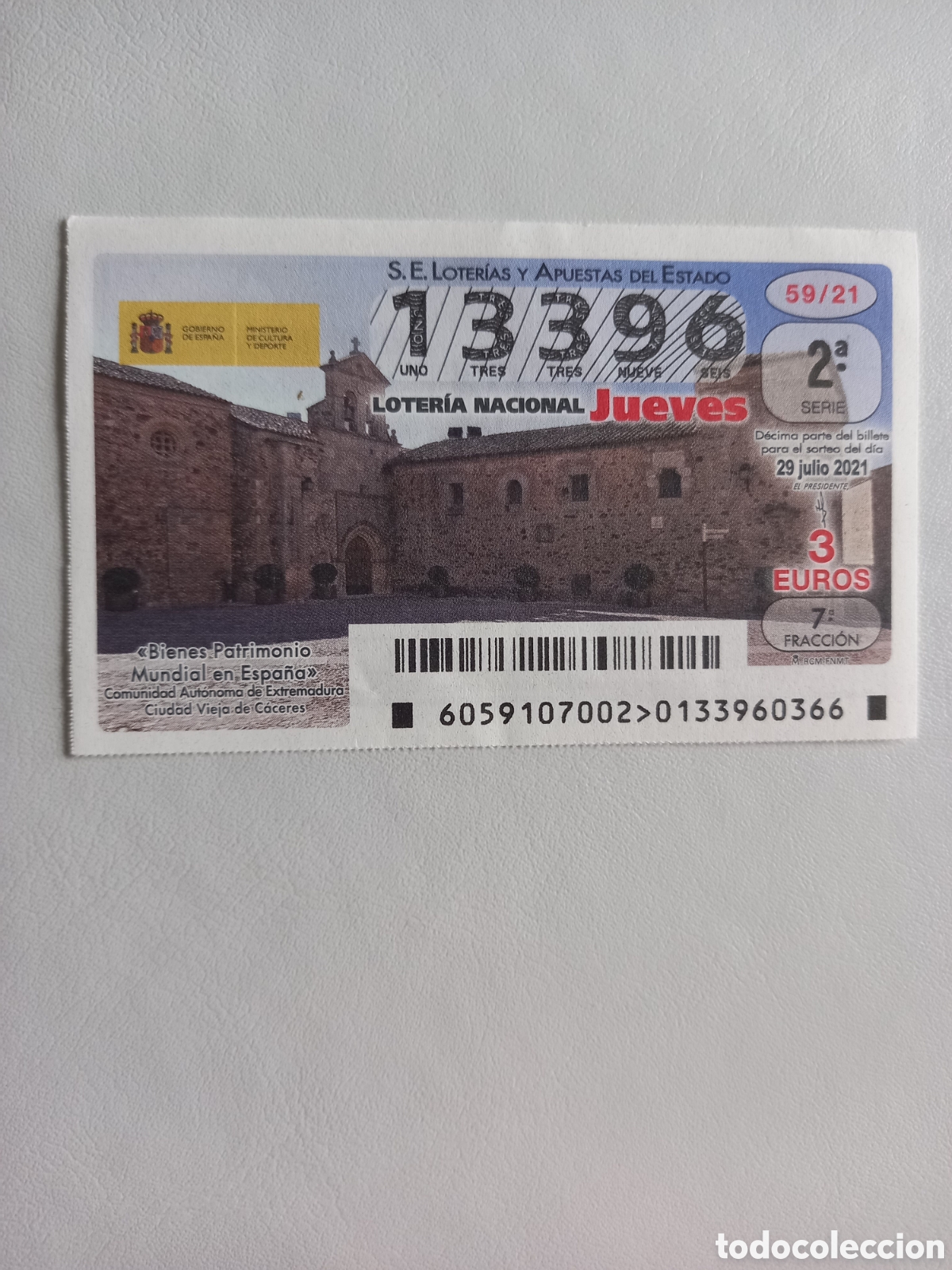 National Spanish Lottery: LOTER&Iacute;A 29 JULIO 2021 - PATRIMONIO MUNDIAL: CIUDAD VIEJA DE C&Aacute;CERES
