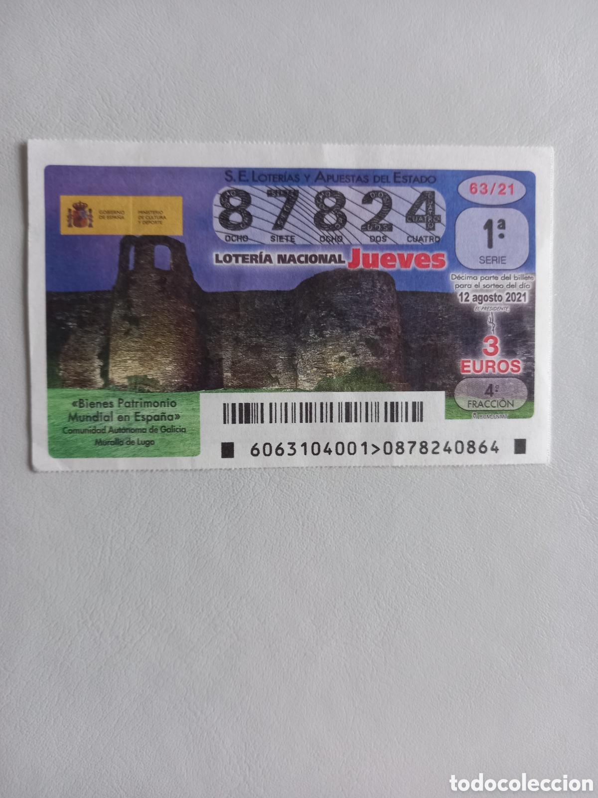 National Spanish Lottery: LOTER&Iacute;A 12 AGOSTO 2021 - PATRIMONIO MUNDIAL: MURALLA DE LUGO