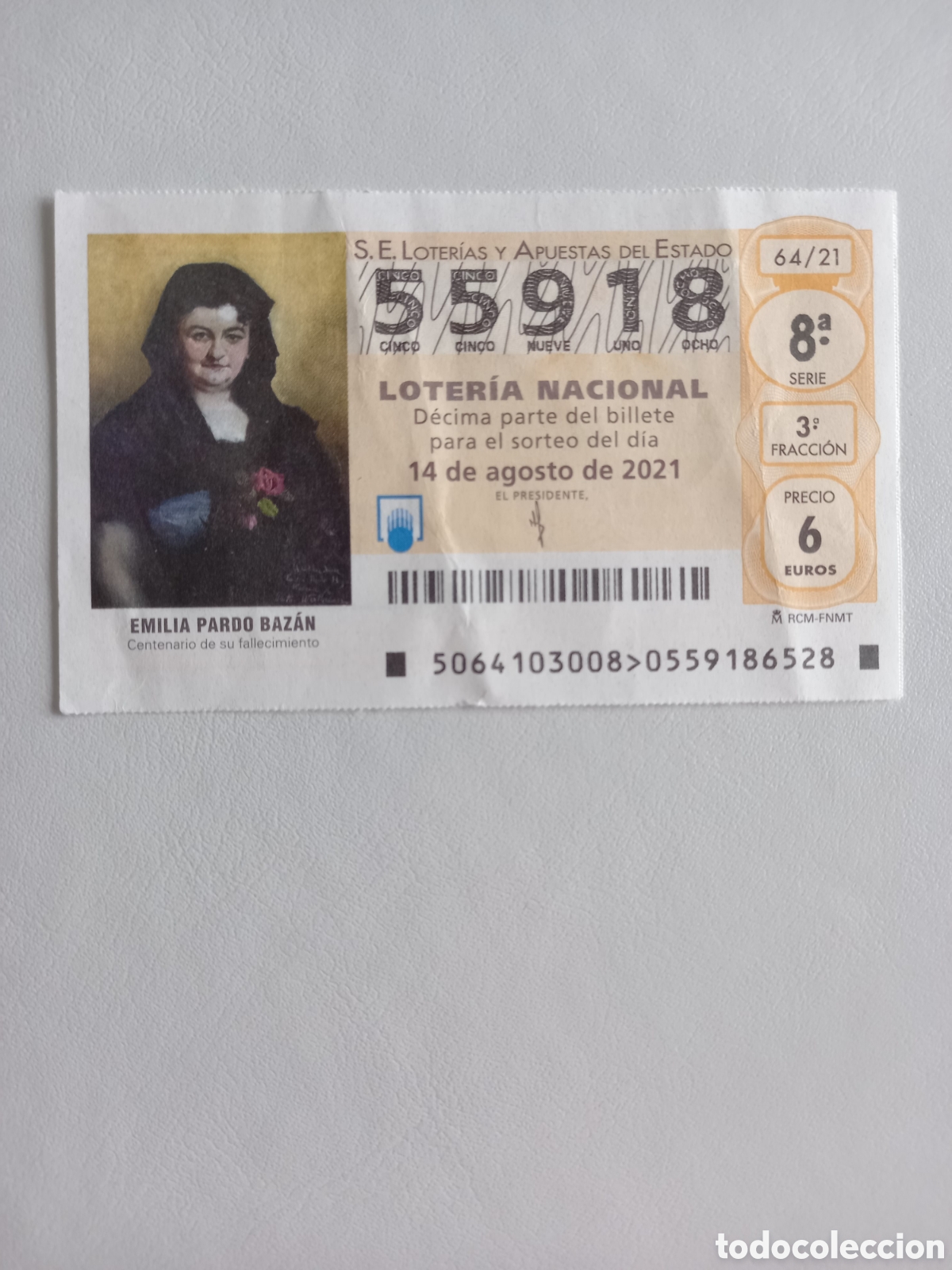 Loter&iacute;a Nacional: LOTER&Iacute;A 14 AGOSTO 2021 - EMILIA PARDO BAZ&Aacute;N, CENTENARIO DE SU FALLECIMIENTO