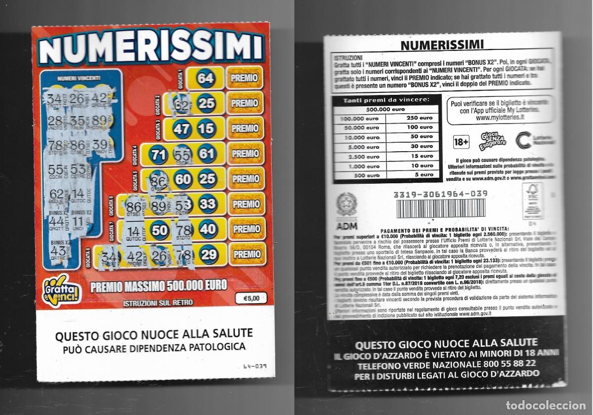 Loterie Nationale: Gratta e Vinci - Numerissimi - Lotto 3319