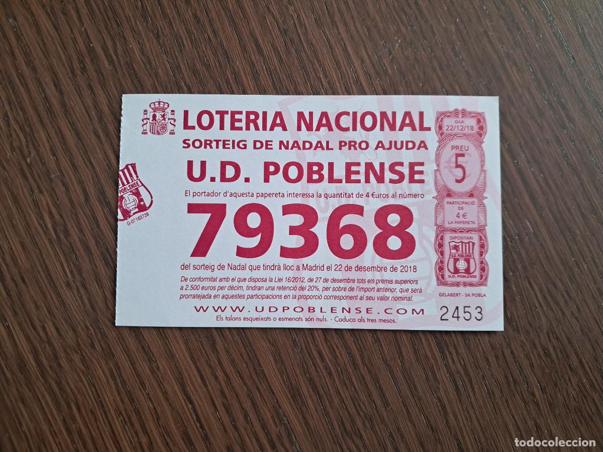 Nationale spanische Lotterie: participaci&oacute;n de loter&iacute;a de navidad de 22-12-18, U.D. Poblense futbol. Sa Pobla, Mallorca.