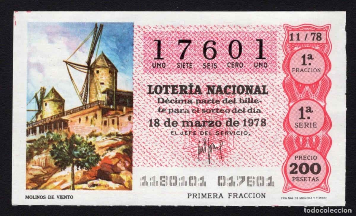 Nationale spanische Lotterie: L. Nacional 18 Marzo 1978. Molinos de Viento. N&ordm; 17061. Adm&oacute;n 24 Madrid.