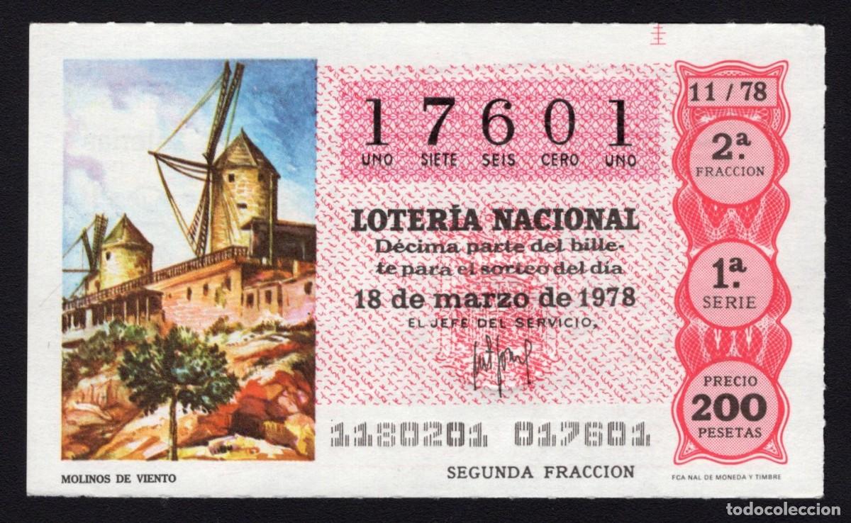 Nationale spanische Lotterie: L. Nacional 18 Marzo 1978. Molinos de Viento. N&ordm; 17061. Adm&oacute;n 24 Madrid.